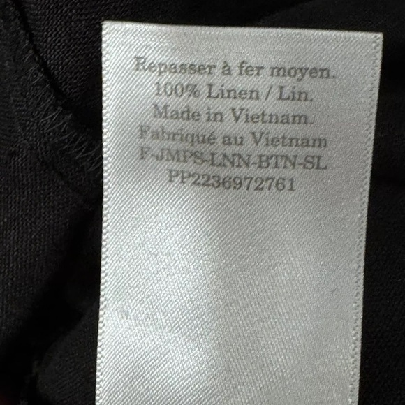 Everlane Jumpsuit Sz 0 Black Linen Tie Waist Crop Length Resort Cruise Vacation - Picture 7 of 8